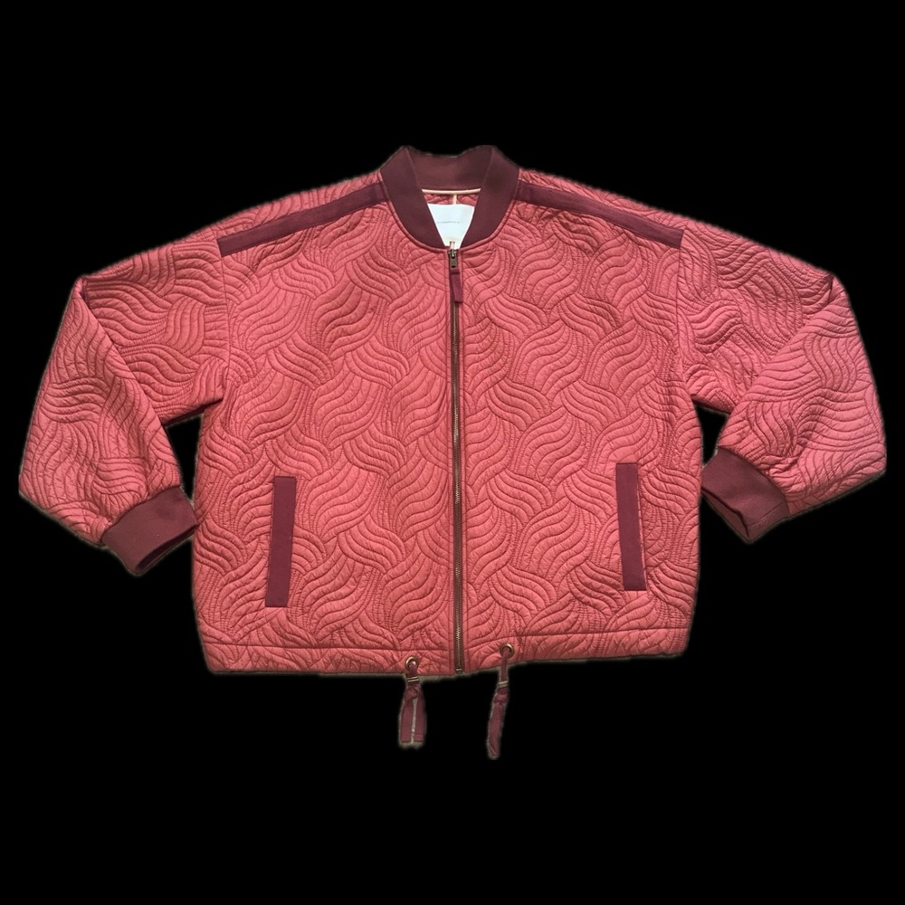 Anthropologie Quilted Bomber Jacket Rose Pink Size L